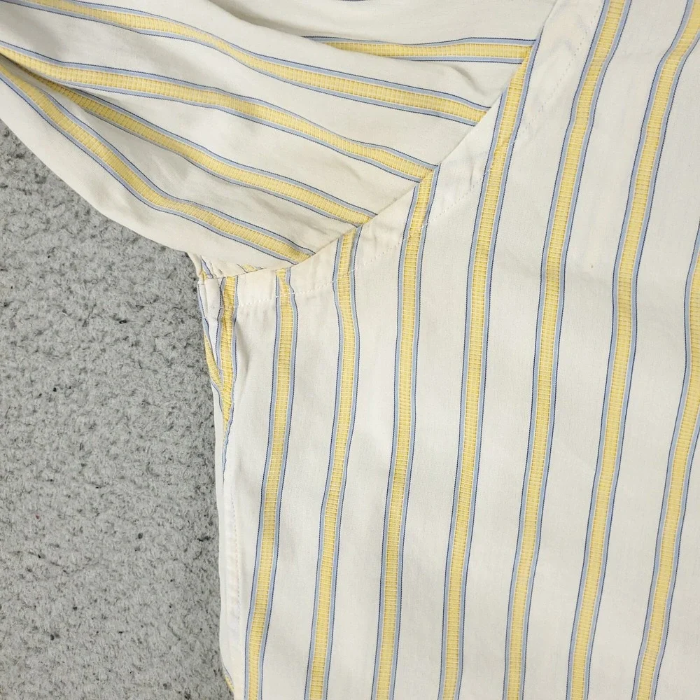 Faconnable Shirt Mens Large Yellow Striped Casual Button Up Long Sleeve * - Picture 3 of 9